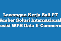 Lowongan Kerja Bali PT Amber Solusi Internasional Posisi WFH Data E-Commerce