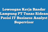 Lowongan Kerja Bandar Lampung PT Tunas Ridean Posisi IT Business Analyst Supervisor