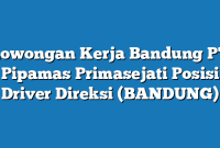 Lowongan Kerja Bandung PT Pipamas Primasejati Posisi Driver Direksi (BANDUNG)