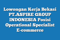 Lowongan Kerja Bekasi PT.ASPIRE GROUP INDONESIA Posisi Operational Specialist E-commerce