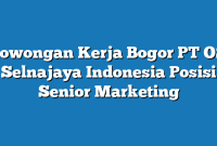 Lowongan Kerja Bogor PT OS Selnajaya Indonesia Posisi Senior Marketing