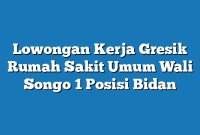 Lowongan Kerja Gresik Rumah Sakit Umum Wali Songo 1 Posisi Bidan