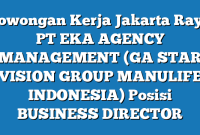 Lowongan Kerja Jakarta Raya PT EKA AGENCY MANAGEMENT (GA STAR VISION GROUP MANULIFE INDONESIA) Posisi BUSINESS DIRECTOR