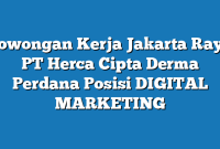 Lowongan Kerja Jakarta Raya PT Herca Cipta Derma Perdana Posisi DIGITAL MARKETING