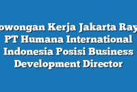 Lowongan Kerja Jakarta Raya PT Humana International Indonesia Posisi Business Development Director