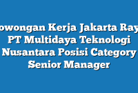 Lowongan Kerja Jakarta Raya PT Multidaya Teknologi Nusantara Posisi Category Senior Manager