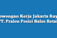 Lowongan Kerja Jakarta Raya PT. Pralon Posisi Sales Retail