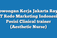 Lowongan Kerja Jakarta Raya PT Redo Marketing Indonesia Posisi Clinical trainer (Aesthetic Nurse)