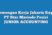 Lowongan Kerja Jakarta Raya PT Star Marindo Posisi JUNIOR ACCOUNTING