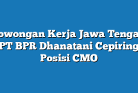 Lowongan Kerja Jawa Tengah PT BPR Dhanatani Cepiring Posisi CMO