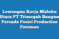 Lowongan Kerja Maluku Utara PT Trimegah Bangun Persada Posisi Production Foreman