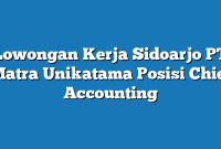 Lowongan Kerja Sidoarjo PT Matra Unikatama Posisi Chief Accounting