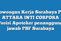 Lowongan Kerja Surabaya PT ATTARA INTI CORPORA Posisi Apoteker penanggung jawab PBF Surabaya