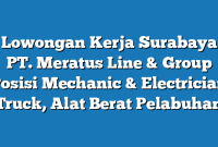 Lowongan Kerja Surabaya PT. Meratus Line & Group Posisi Mechanic & Electrician (Truck, Alat Berat Pelabuhan)