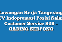 Lowongan Kerja Tangerang CV Indopromosi Posisi Sales Customer Service B2B – GADING SERPONG