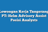 Lowongan Kerja Tangerang PT: Helm Advisory Assist Posisi Analysts