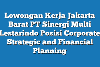 Lowongan Kerja Jakarta Barat PT Sinergi Multi Lestarindo Posisi Corporate Strategic and Financial Planning