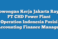 Lowongan Kerja Jakarta Raya PT CHD Power Plant Operation Indonesia Posisi Accounting Finance Manager