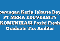 Lowongan Kerja Jakarta Raya PT MEKA EDUVERSITY KOMUNIKASI Posisi Fresh Graduate Tax Auditor