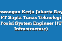 Lowongan Kerja Jakarta Raya PT Sapta Tunas Teknologi Posisi System Engineer (IT Infrastructure)