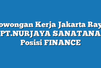 Lowongan Kerja Jakarta Raya PT.NURJAYA SANATANA Posisi FINANCE