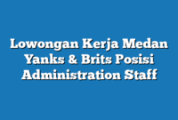 Lowongan Kerja Medan Yanks & Brits Posisi Administration Staff