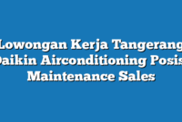 Lowongan Kerja Tangerang Daikin Airconditioning Posisi Maintenance Sales