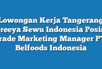 Lowongan Kerja Tangerang Sreeya Sewu Indonesia Posisi Trade Marketing Manager PT. Belfoods Indonesia