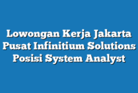 Lowongan Kerja Jakarta Pusat Infinitium Solutions Posisi System Analyst