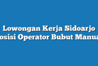 Lowongan Kerja Sidoarjo  Posisi Operator Bubut Manual