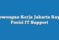 Lowongan Kerja Jakarta Raya  Posisi IT Support