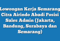 Lowongan Kerja Semarang Citra Airindo Abadi Posisi Sales Admin (Jakarta, Bandung, Surabaya dan Semarang)