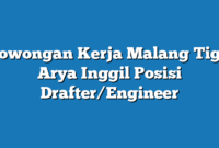 Lowongan Kerja Malang Tiga Arya Inggil Posisi Drafter/Engineer