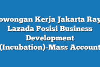 Lowongan Kerja Jakarta Raya Lazada Posisi Business Development (Incubation)-Mass Account