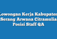 Lowongan Kerja Kabupaten Serang Arwana Citramulia Posisi Staff QA